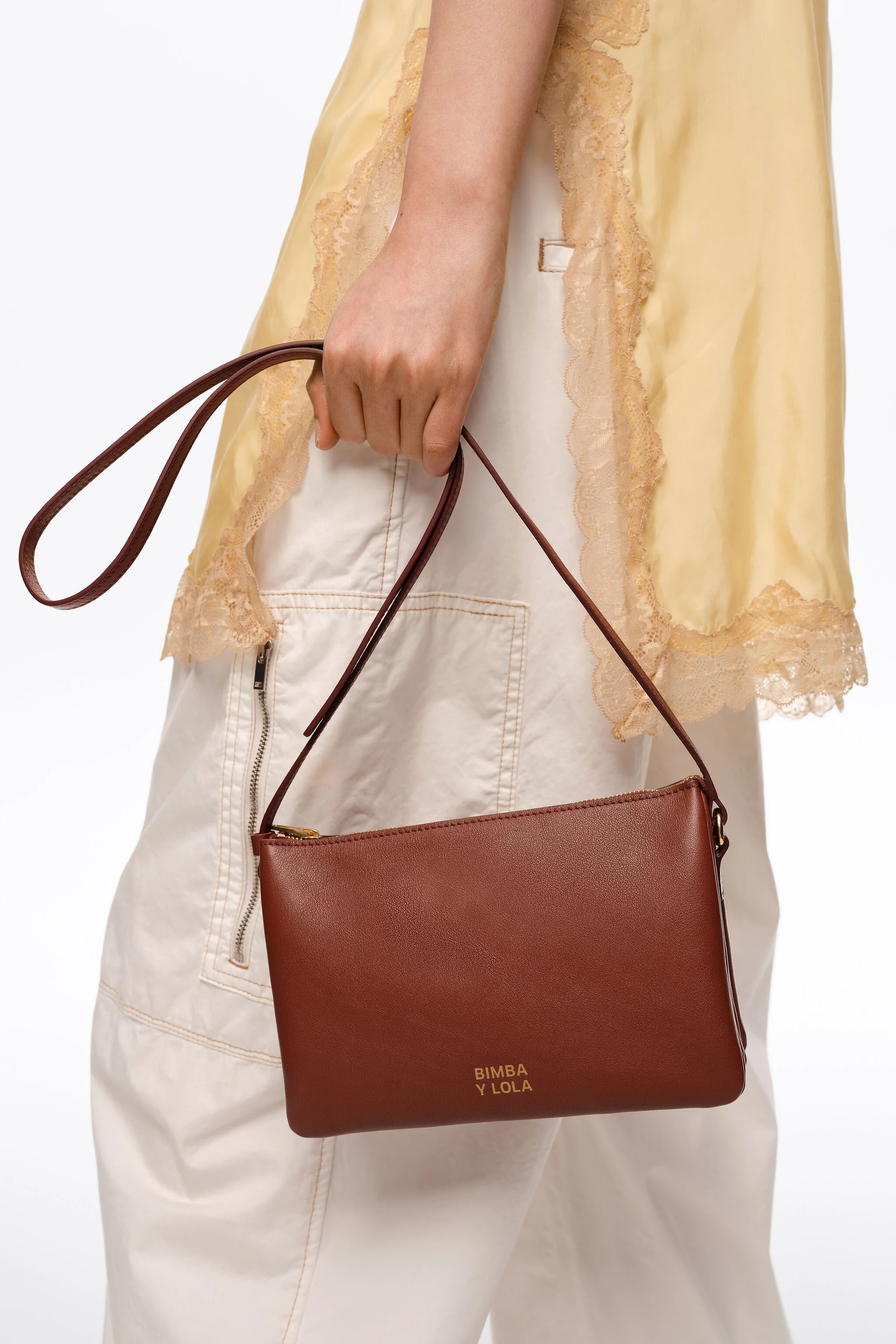 Bolsa clutch tripla mini couro cuoio escuro