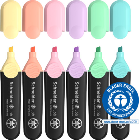 Schneider Job Pastell 6er-Etui Textmarker - 1+5 mm
