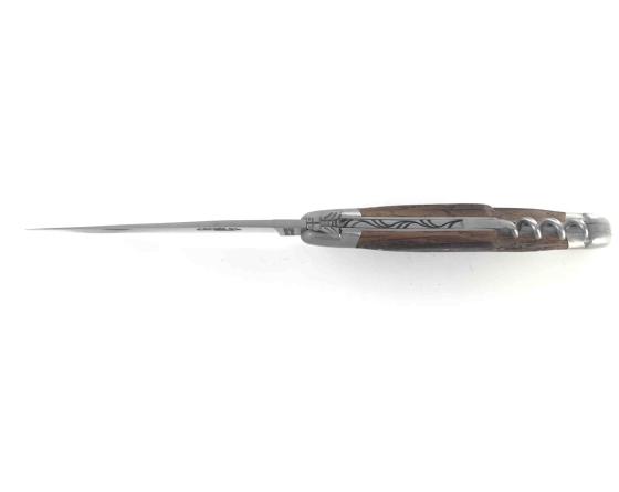 Laguiole Tradition 12 cm - 2 mitres - 2 pièces - Chêne de Barrique Couteau de Poche Forge de Laguiole