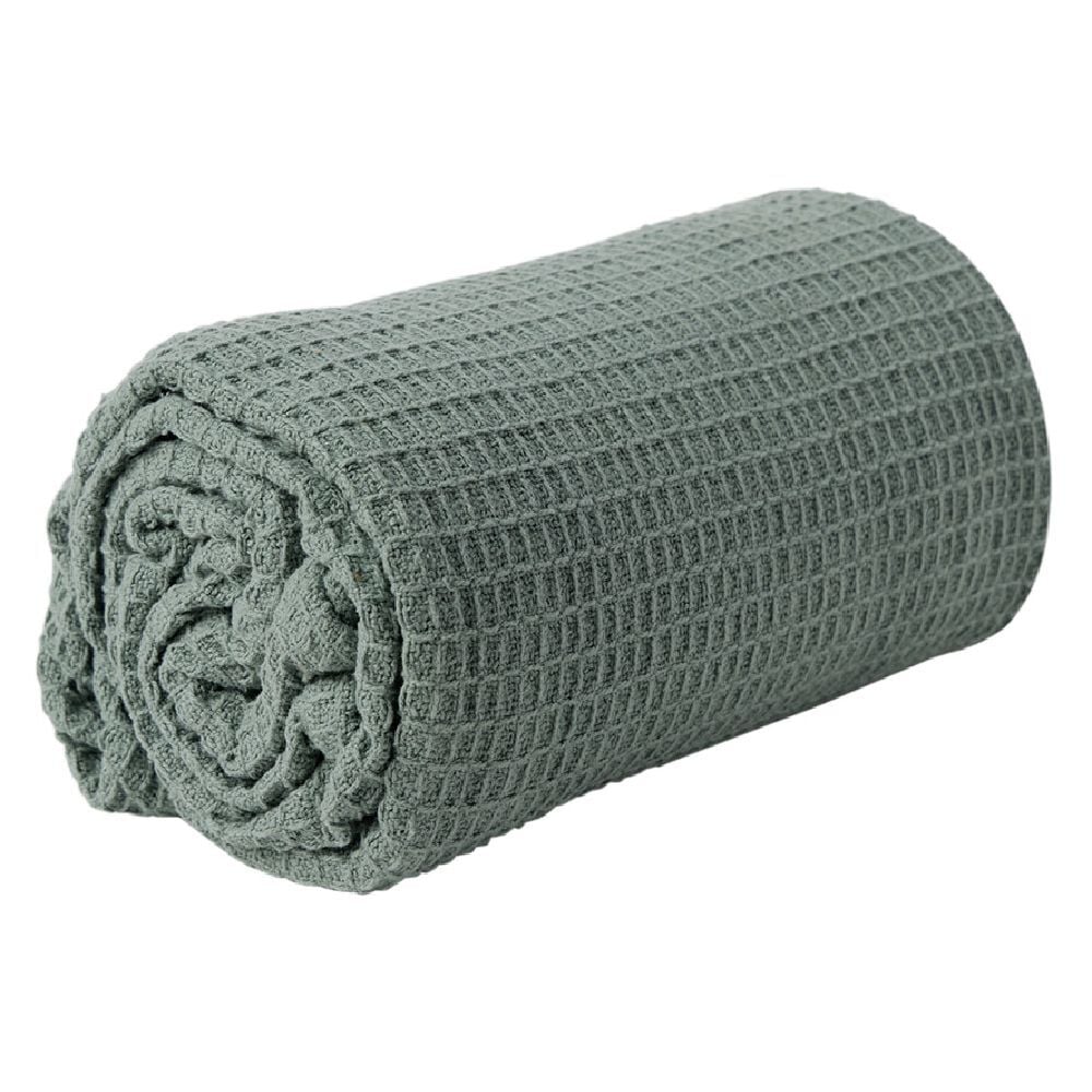 Plaid coton gaufré 130x160cm vert