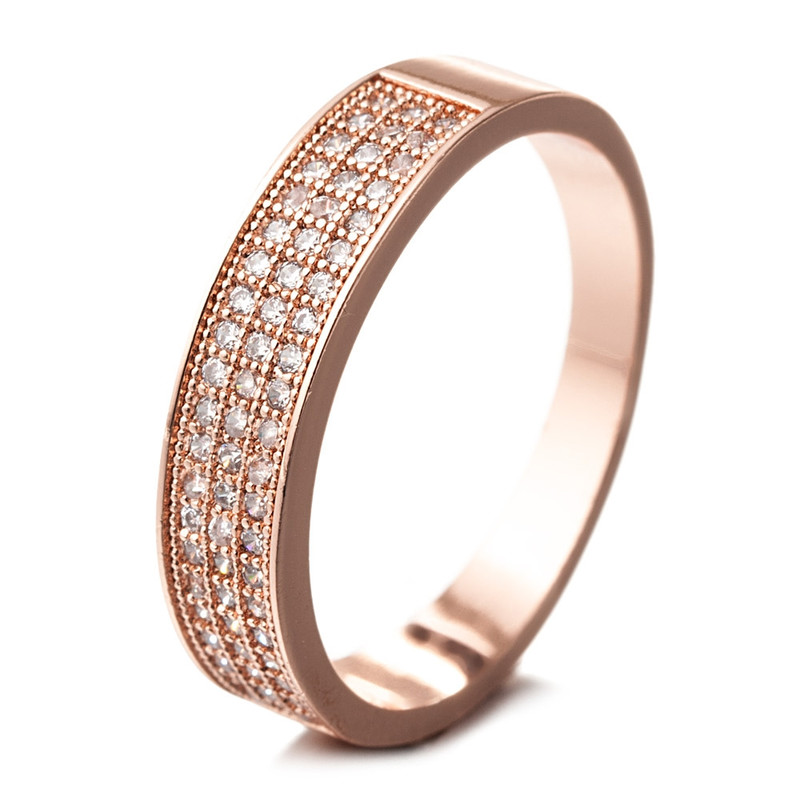 Bague Plaqué or Rose et Cubic Zirconia Blanc