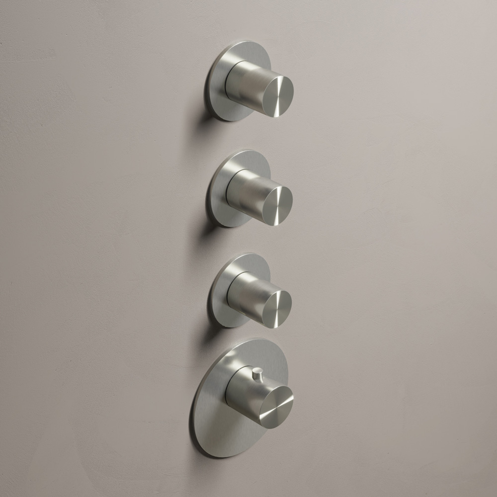 Hotbath Archie afbouwdeel met 3 stopkranen geborsteld gunmetal PVD