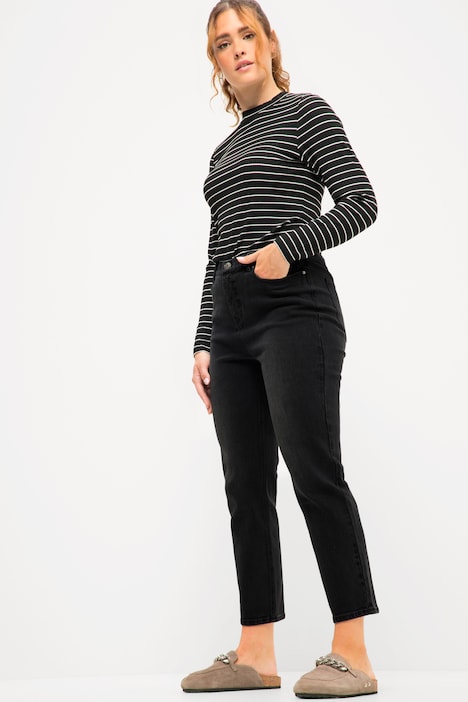 Mom-Jeans, wide Legs, 5-Pocket, Elastikbund