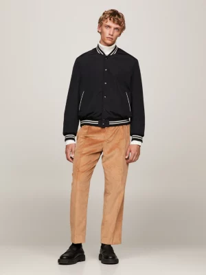 Jaqueta bomber com listras contrastantes