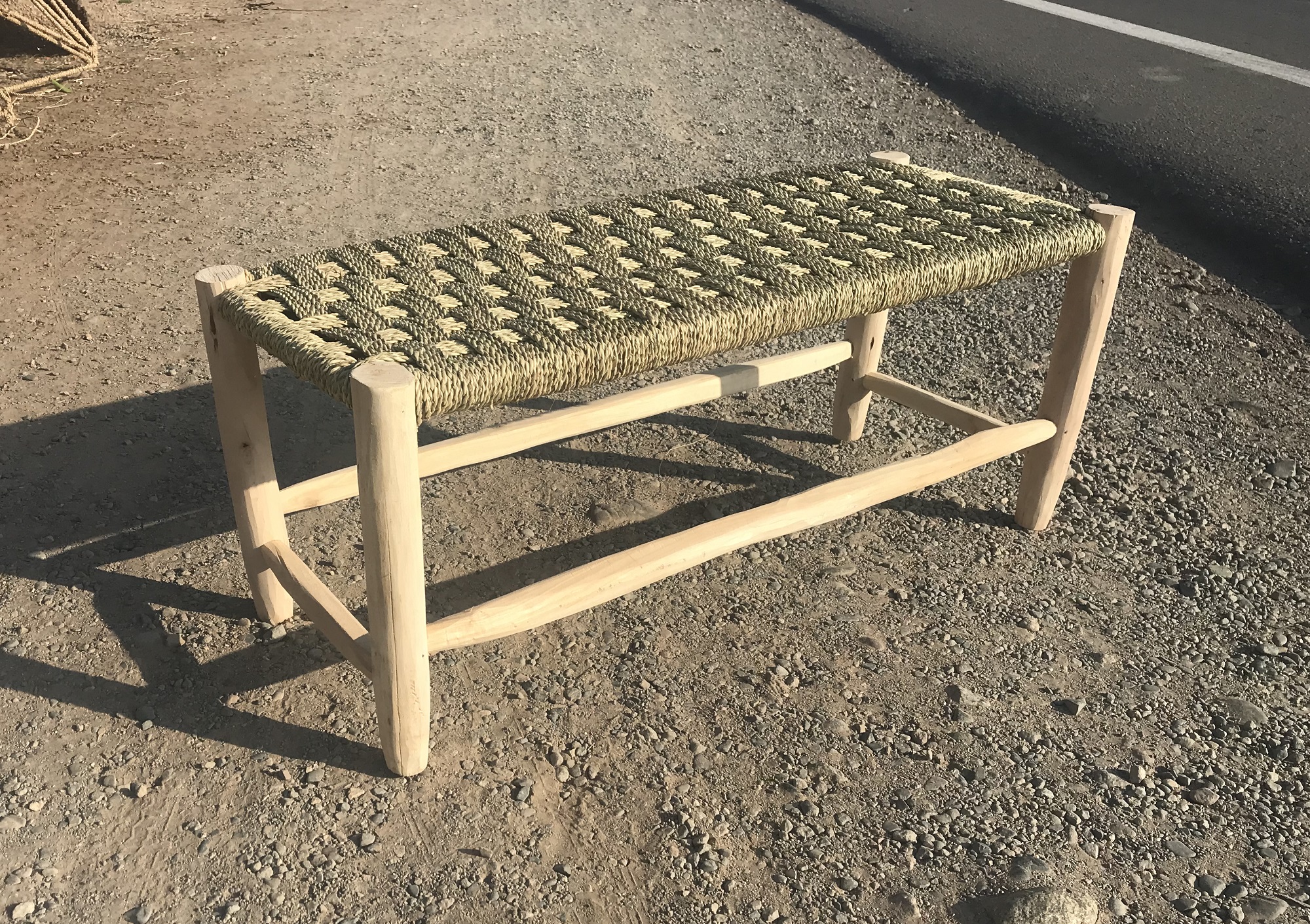 Grasgeflechtbank, L 90 cm, B 35 cm, H 40 cm von fischer's lagerhaus