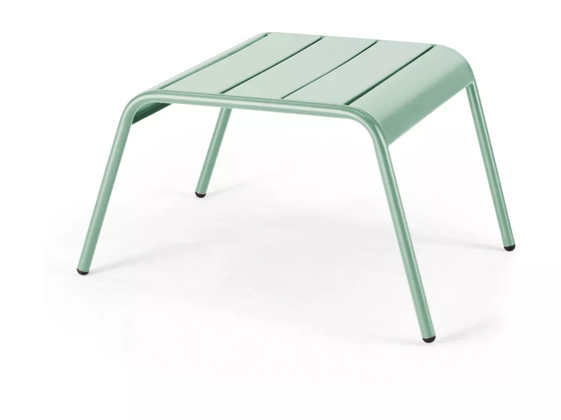 Lot de 2 fauteuils relax avec repose-pieds en métal vert sauge - Palavas