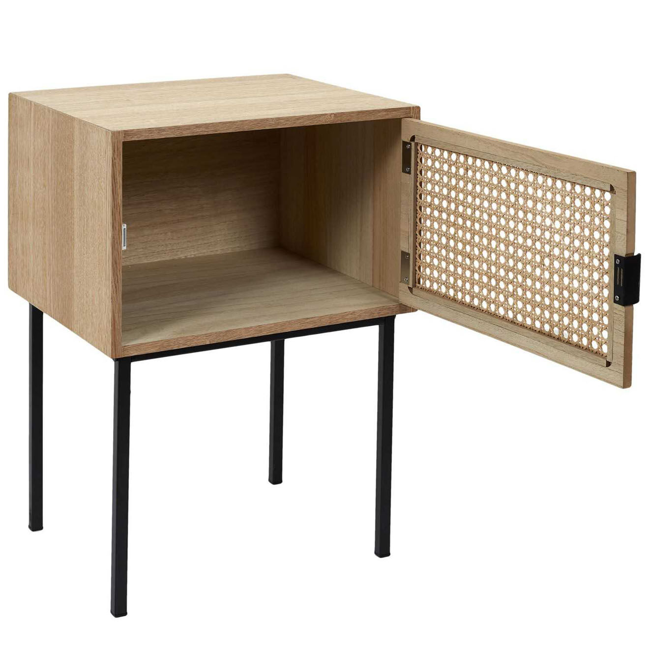 Home Deco Factory Table de chevet cannage 1 porte marron - 40x55x32 cm