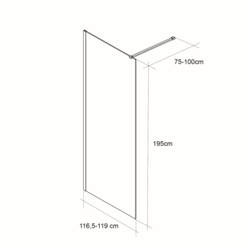 Allibert Douchewand Lago 120x195 cm Helder Glas met Zwarte Profielen