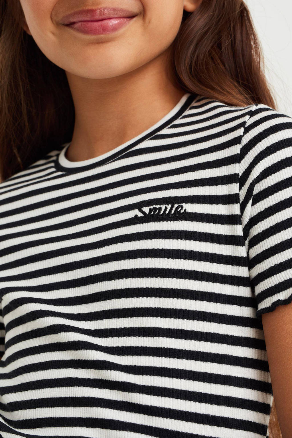 WE Fashion gestreept T-shirt zwart/wit