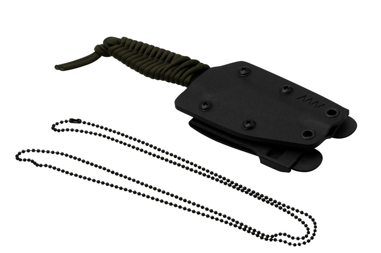 ANV Knives P100 Sleipner Cerakote, Olive Paracord, P100-039, Black Kydex Sheath, nekmes