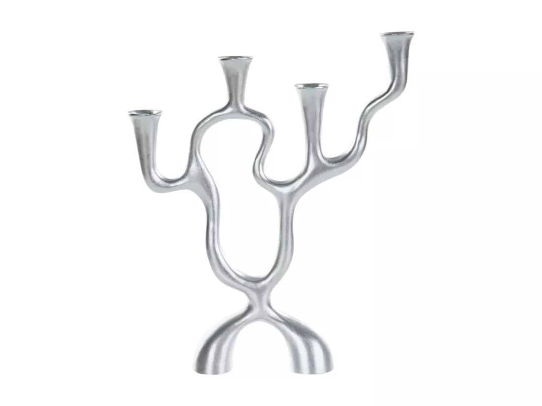 Bougeoir FAMOES Métal 41 cm Argenté