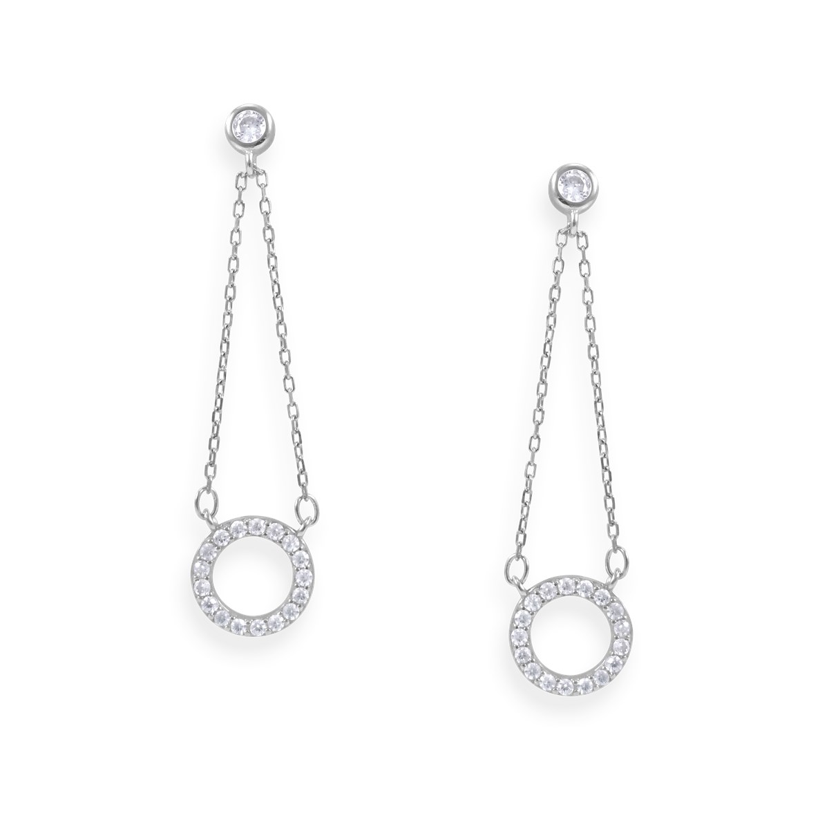 Boucles d'oreilles en argent 925 rhodié pendantes avec oxydes de zirconium