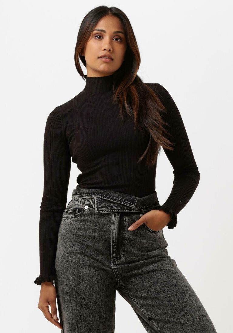 SCOTCH & SODA zwarte scotch & soda trui ribbed mock neck pullover
