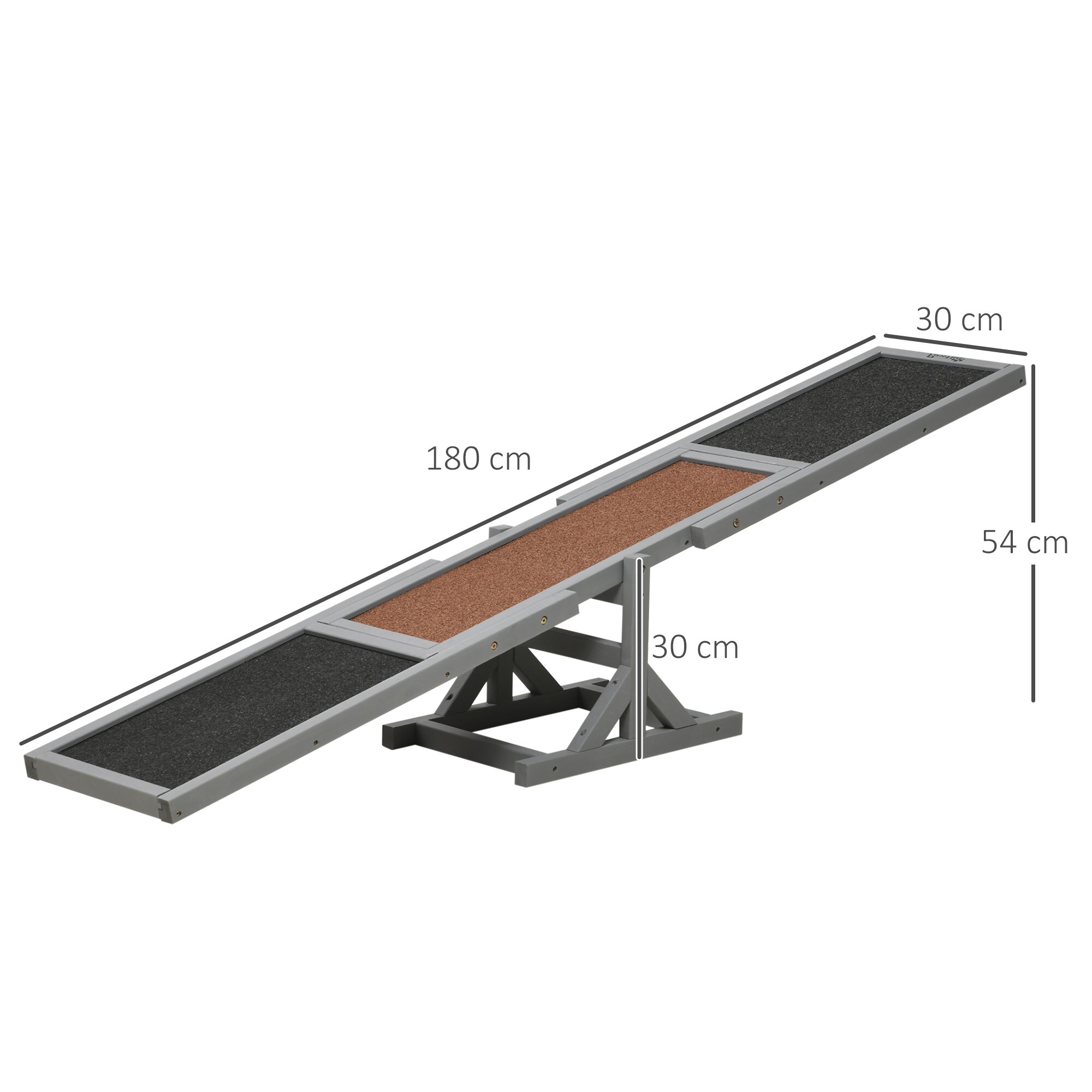 PawHut Hundewippe mit Anti-Rutsch Belag grau 180L x 30B x 30H cm