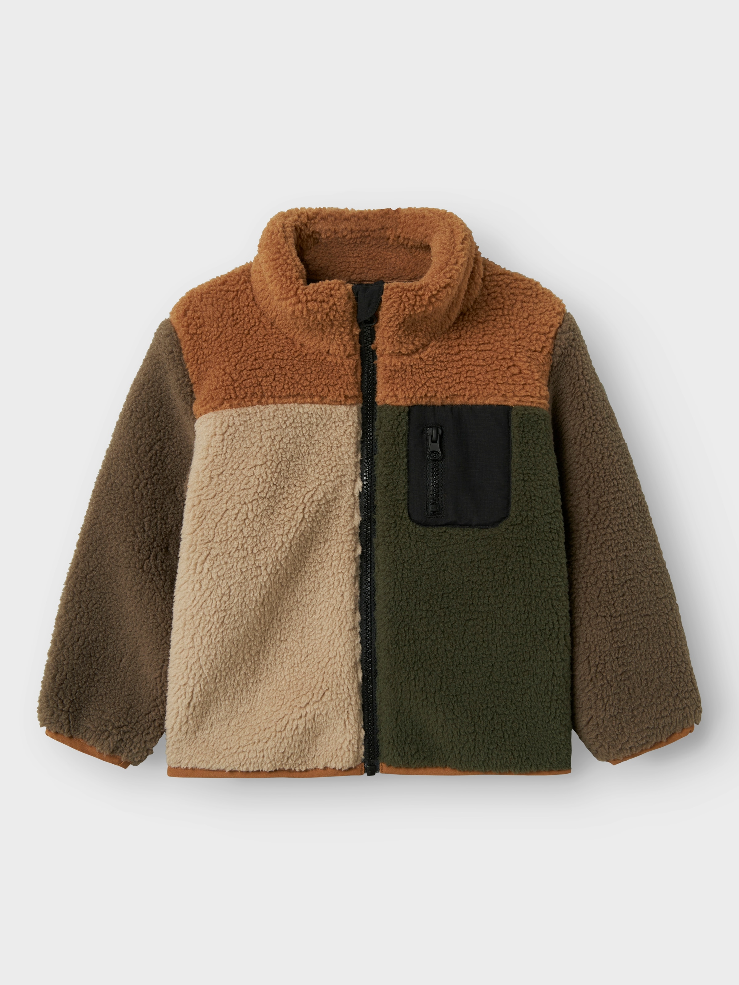 Name It Fleecejacke »NMMMONICO TEDDY JACKET BLOCK« ohne Kapuze