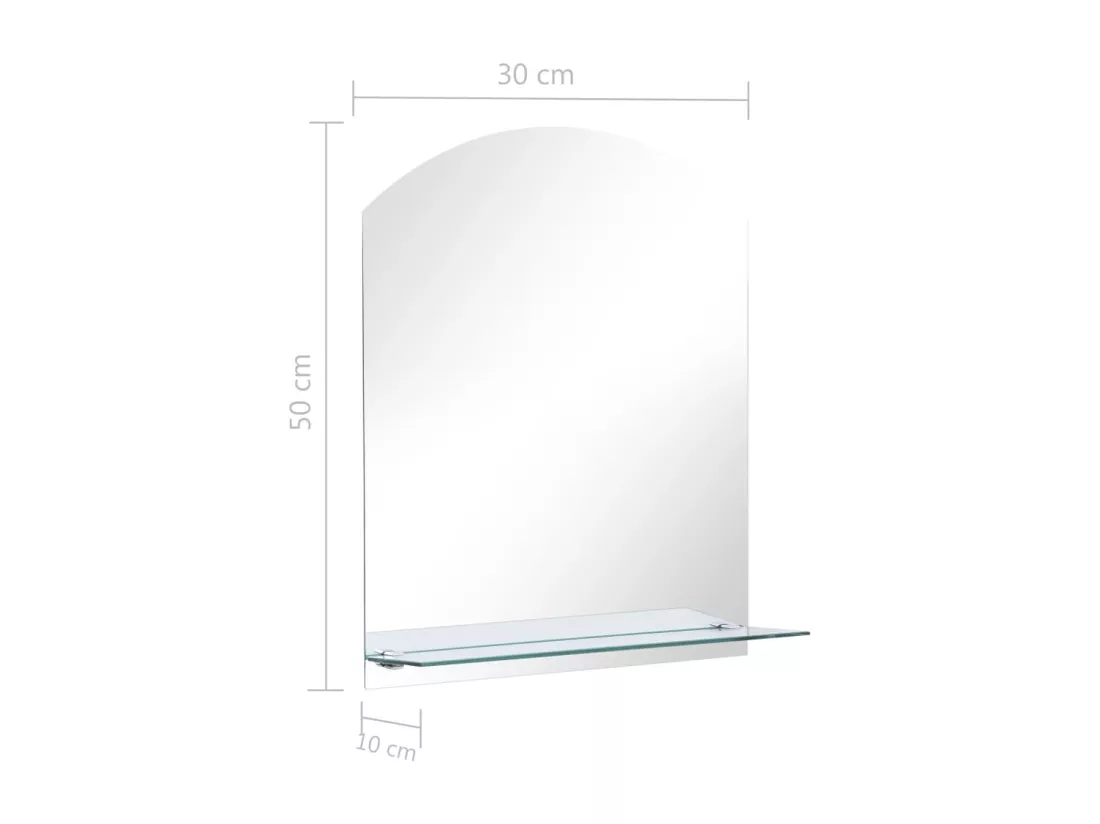 Miroir mural avec étagère 30x50 cm Verre trempé
