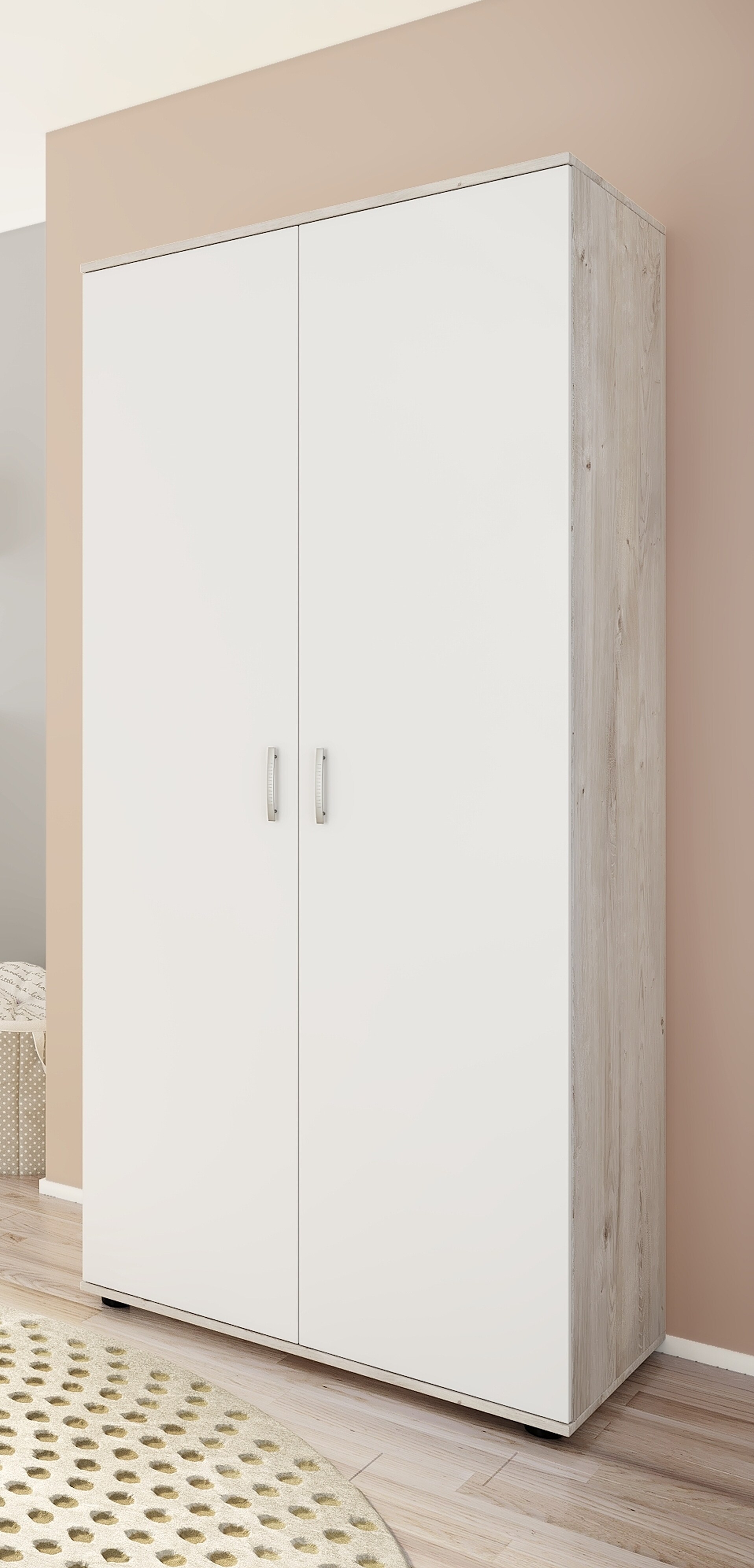 nonjoo. Babyzimmer Lani Kleiderschrank 2-trg., mit Fachböden und Kleiderstange