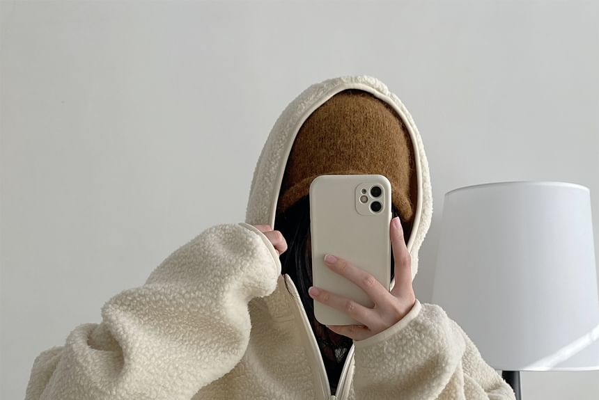 Cossita - Effen fleece hoodie met rits