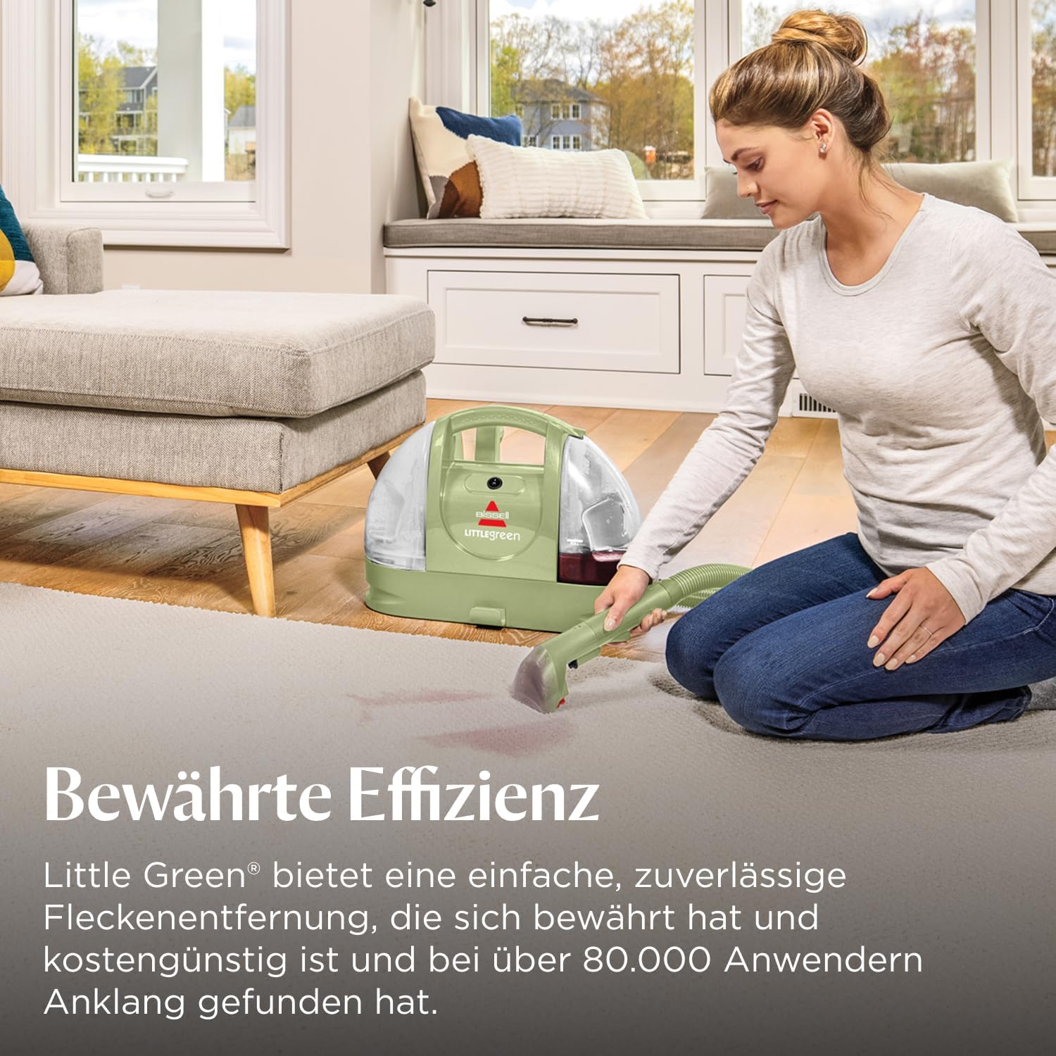 BISSELL Little Green, Polsterreiniger Gerät, Teppichreiniger für Alltägliche Flecken & Verschmutzungen, Waschsauger, Nasssauger für Teppiche, Polster, Auto & Mehr, Leistungsstarker 340W Motor, 4098N