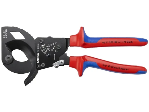 Knipex 95 31 250, Håndkabelskærer, Blå, Rød, Stål, Sort, Blå, Rød, 3,2 cm, REACH