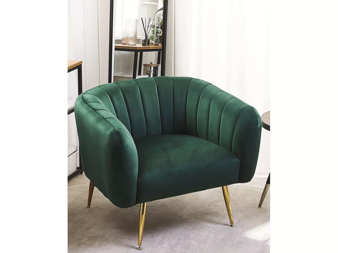 Fauteuil LACONIA Velours Vert foncé