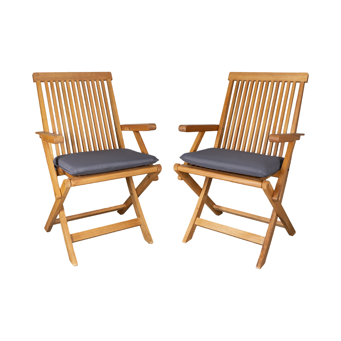 CONTINI (2er-Set) Klappstuhl mit Lehne und Kissen anthrazit Eucalyptus
