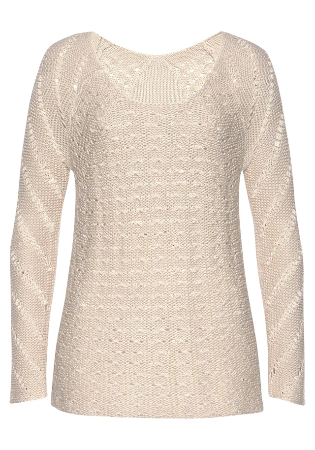 LASCANA Ajourpullover , mit tollem Lochstrickmuster, Strandpullover, leicht transparent