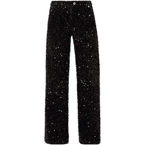 Liu Jo - Pantalón de terciopelo con lentejuelas Negro