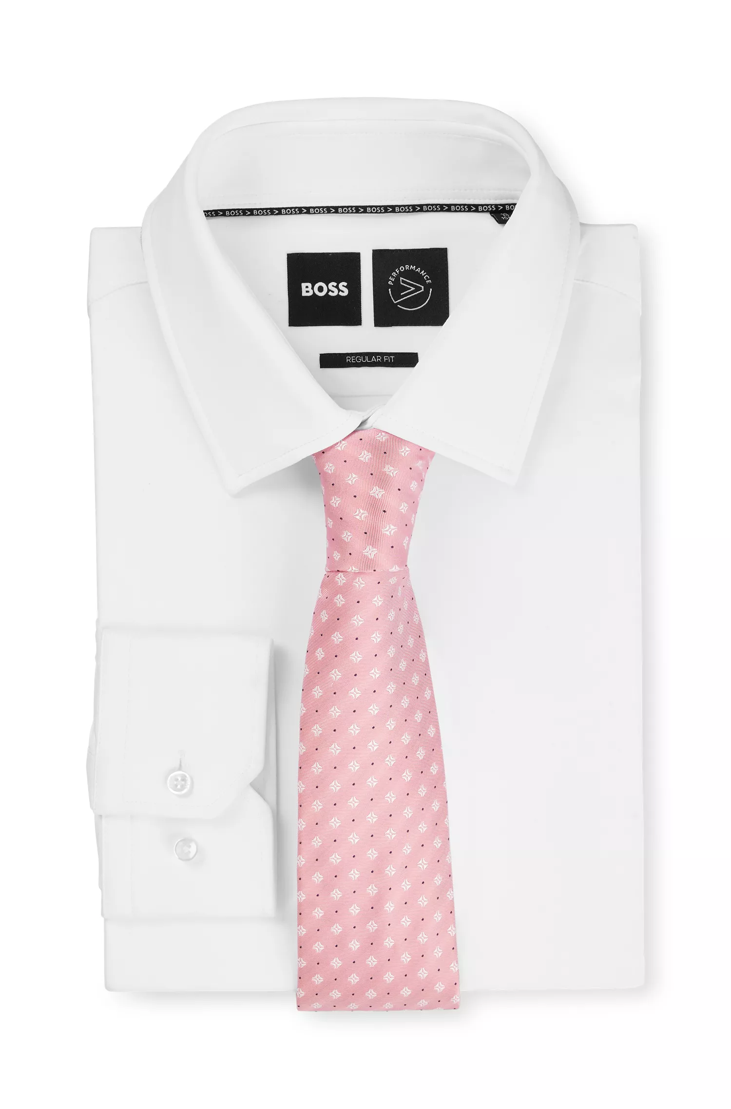 Gravata BOSS em mistura de seda preta com padrão jacquard.