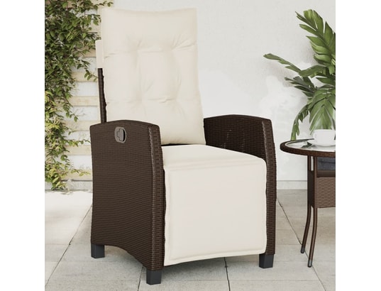 VIDAXL - Chaise inclinable de jardin repose-pied marron résine tress...