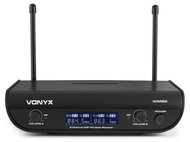 Vonyx WM82 Set UHF-2-Kanal-Mikrofon Set mit Handmikrofon
