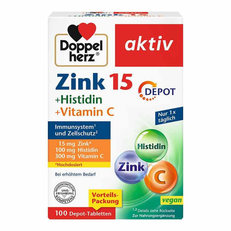 Doppelherz Zink + Histidin + Vitamin C Depot aktiv Tab, 100 St