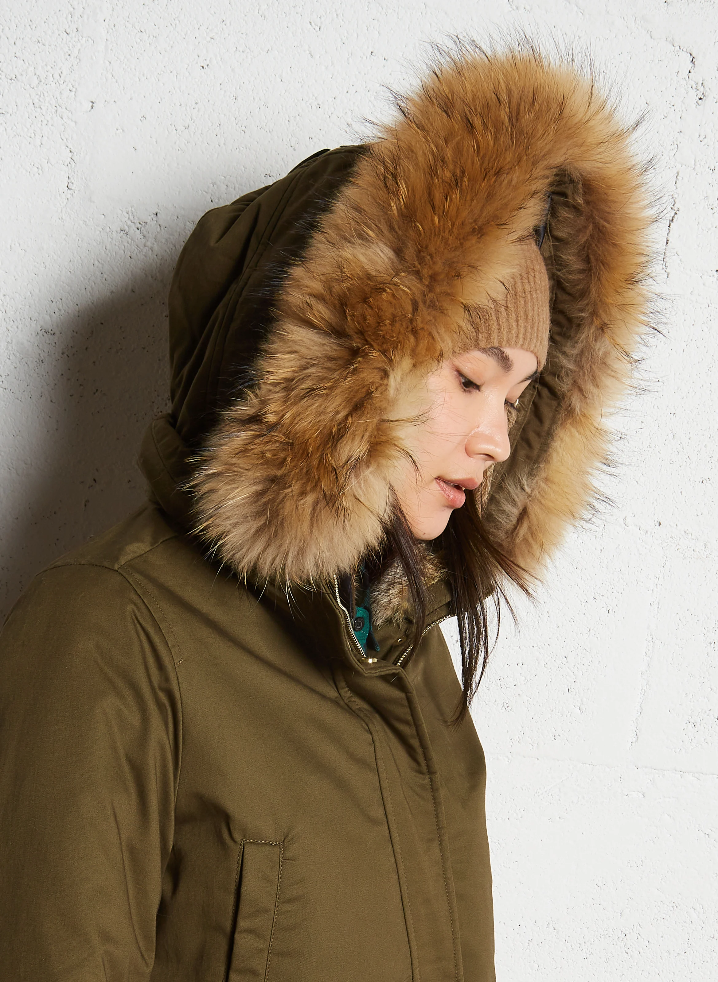 PARSON - Parka droite en coton mélangé | Kaki
