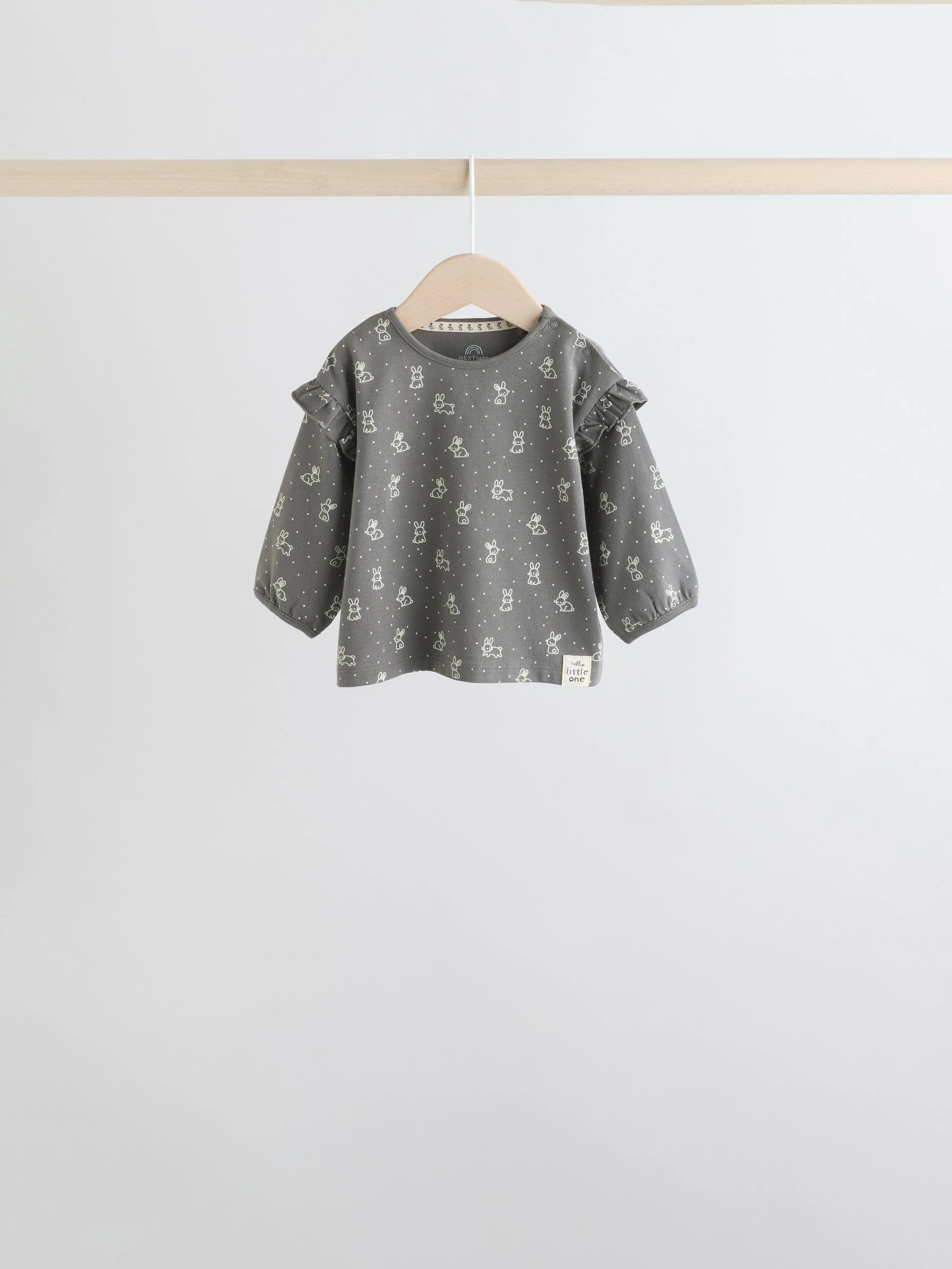 Grijs/crème met figuurtjes - 6 -delige set van top met lange mouwen en leggings (0mnd -3jr)