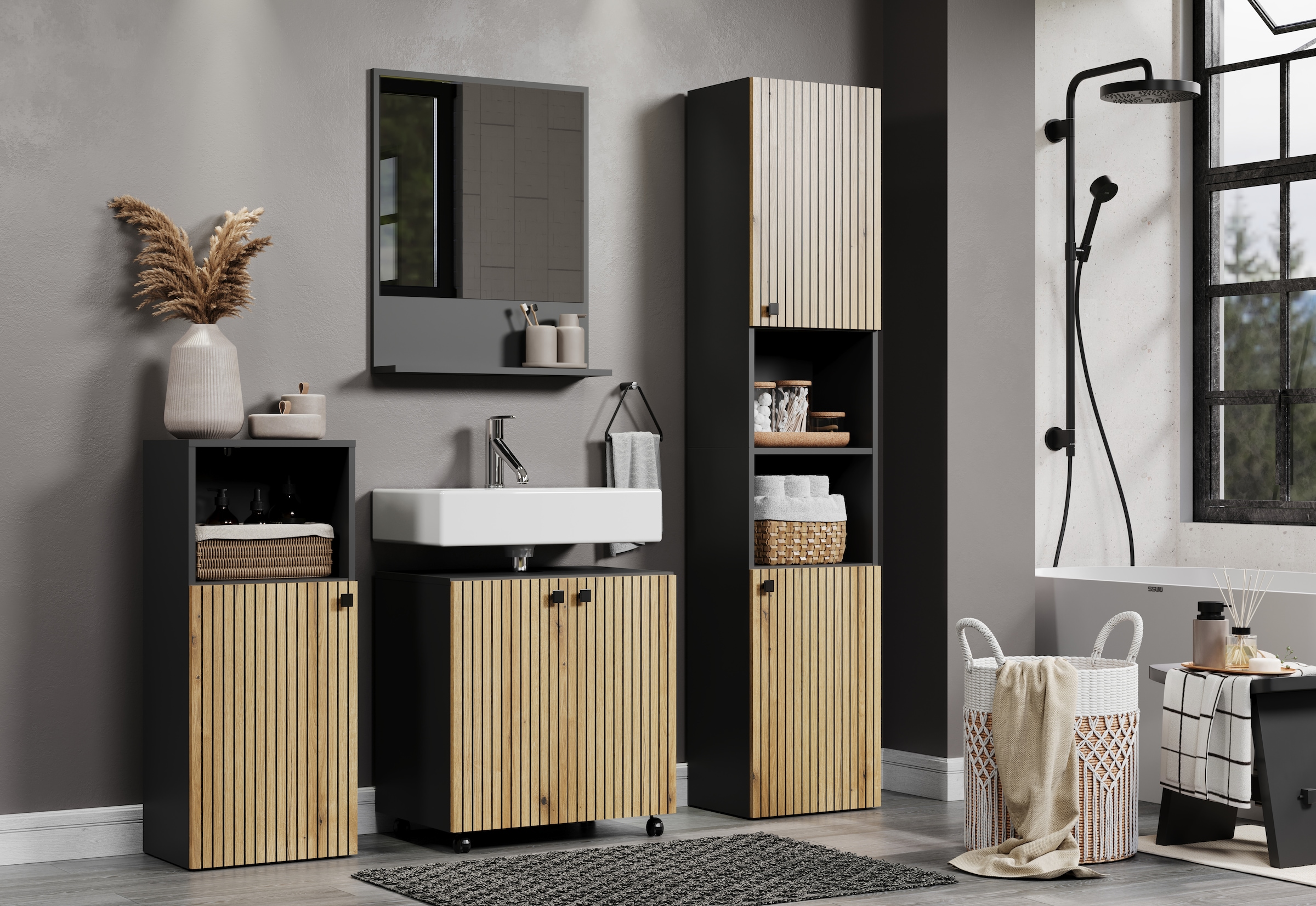 welltime Badspiegel »Amrum« Wandspiegel mit Ablage - (B/T/H) wahlweise 60 bis 80/14/74 cm