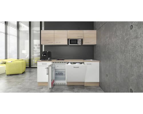 Flex Well keukenblok met apparatuur Samoa 210 cm wit sonoma eiken mat gedemonteerd omkeerbaar model 00011960