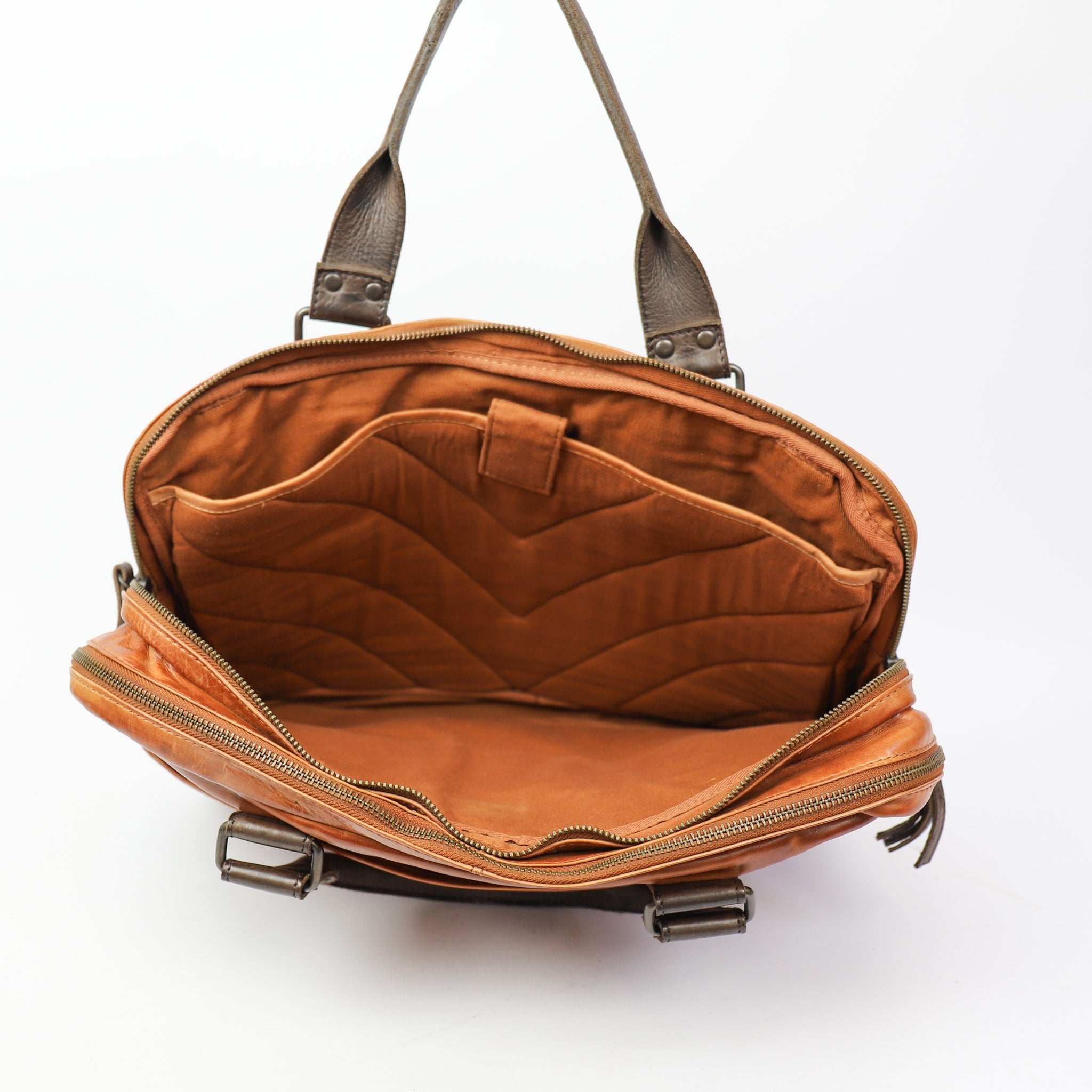 Laptoptas 'Leandro' cognac/donkerbruin Cognac/donkerbruin