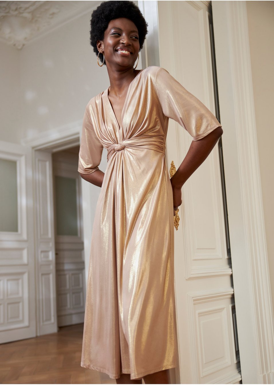 Robe midi avec effet métallique