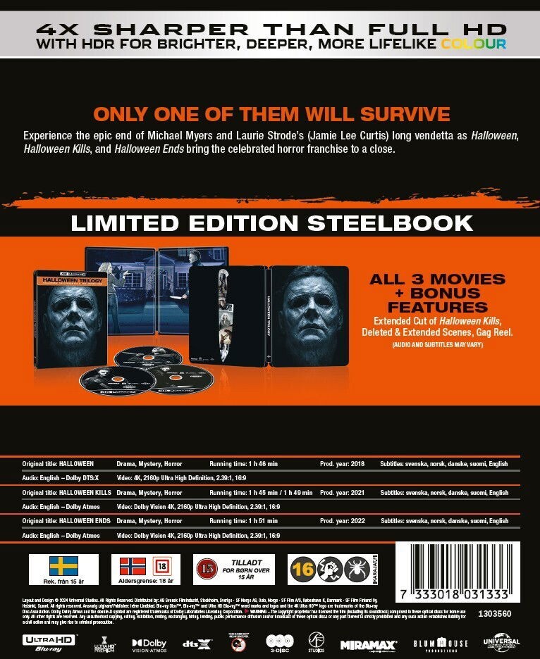 Halloween Trilogy Steelbook (3-Disc) Limited edition