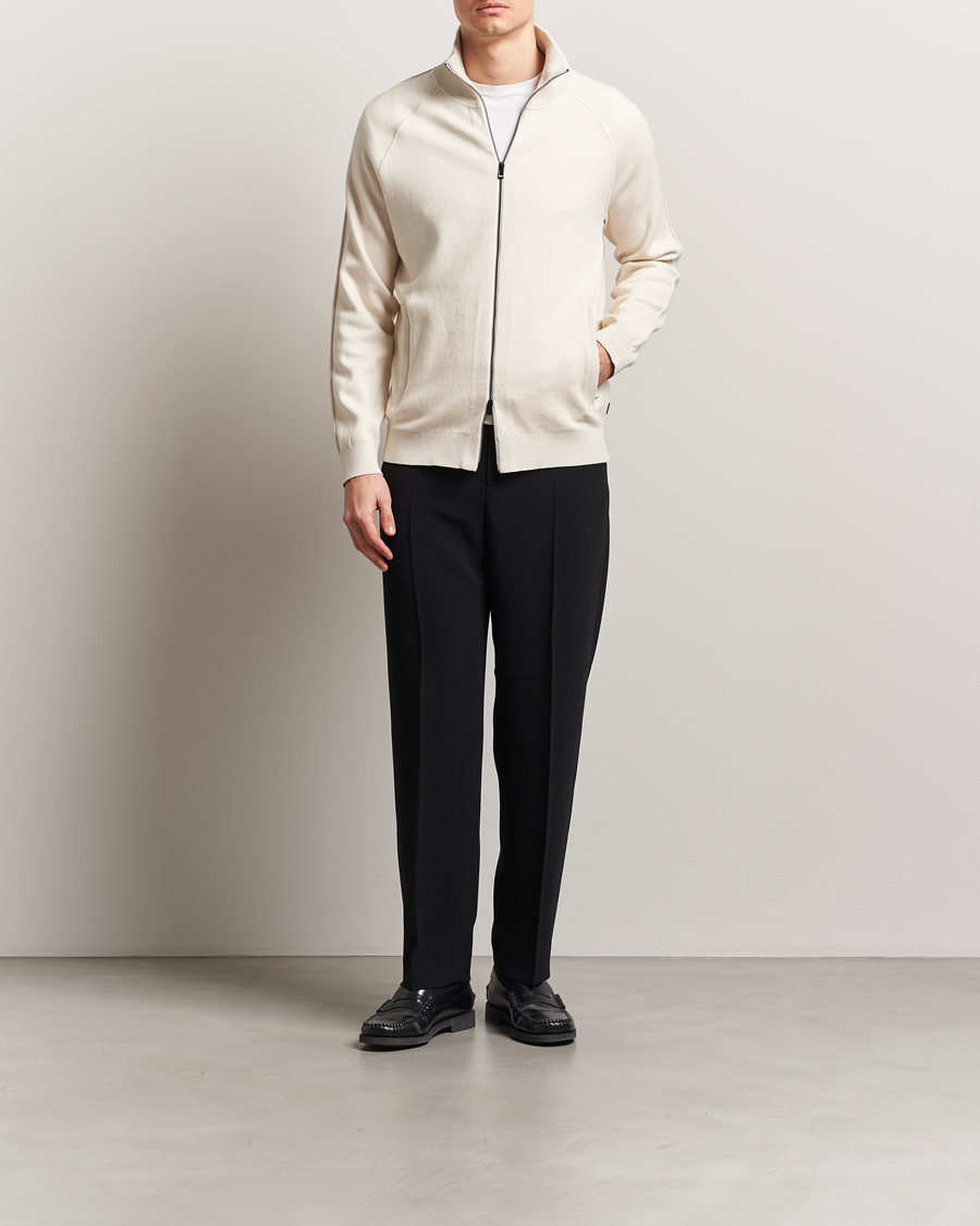BOSS BLACK Domico Knitted Full Zip Open White