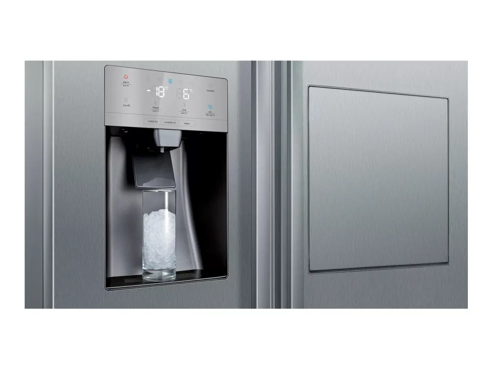 Siemens iQ500 KA93GAIEP - Køleskab/fryser - side ved side med vanddispenser, isdispenser - bredde: 90.8 cm - dybde: 76.2 cm - højde: 178.7 cm - 560 liter - Klasse E - rustfrit stål