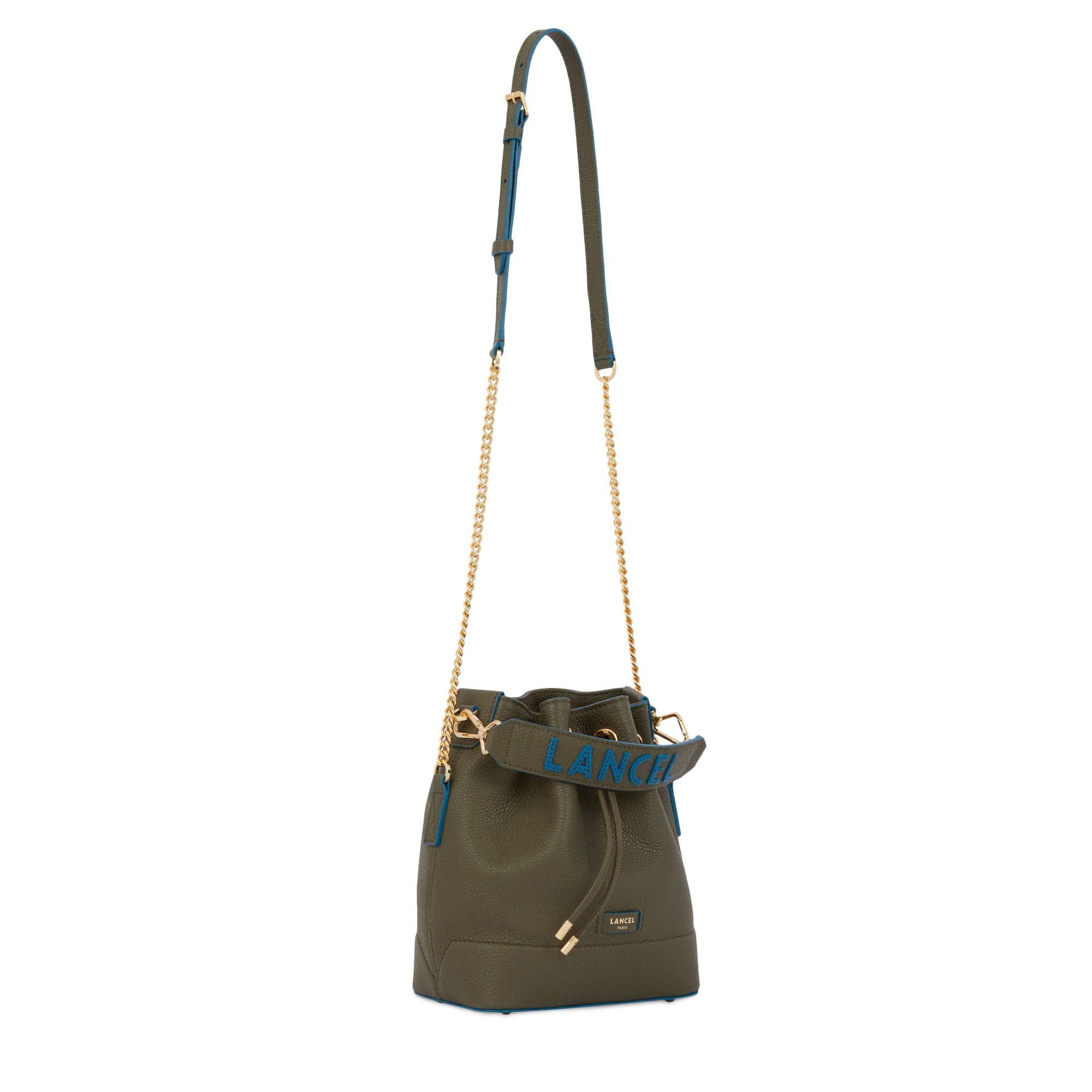 Sac seau S Ninon de Lancel-Kaki fonce/Cobalt
