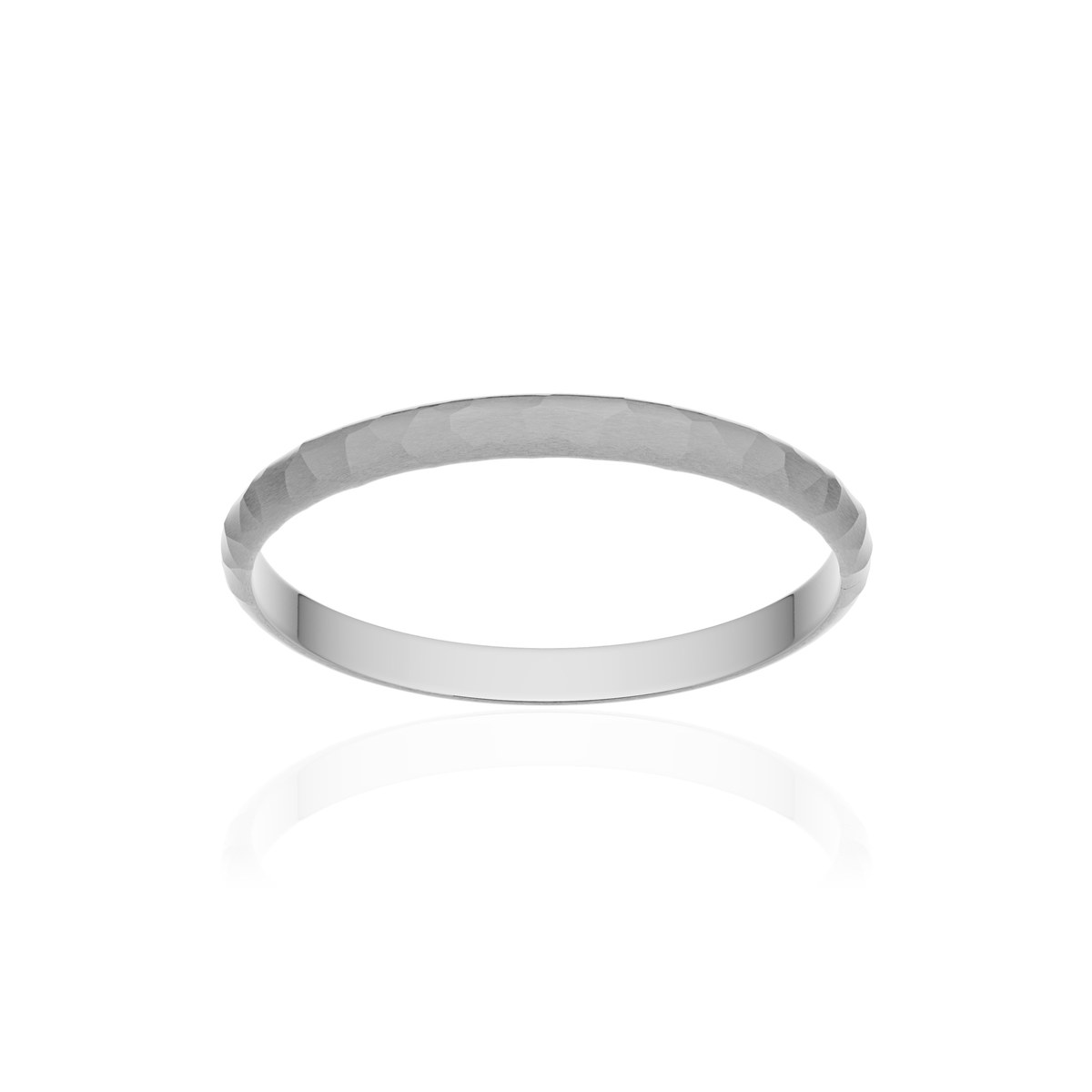 Alliance or 750 blanc martelé ruban 2mm
