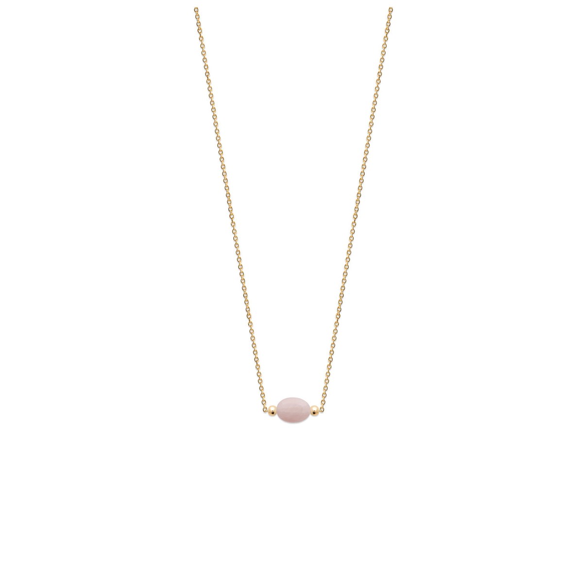 Collier Brillaxis plaqué or quartz rose 45cm