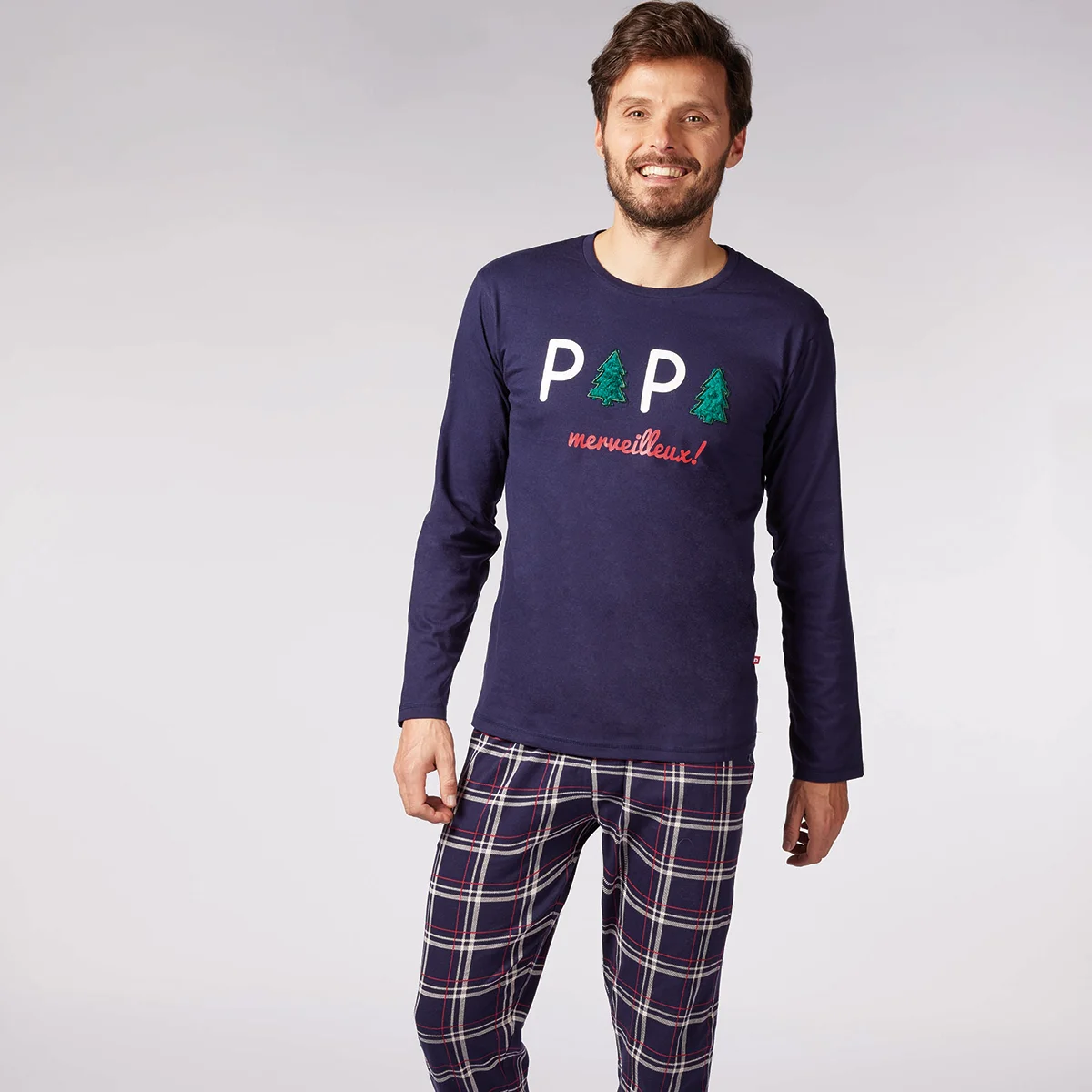 Pyjama homme DOUCE NUIT marine/carreaux