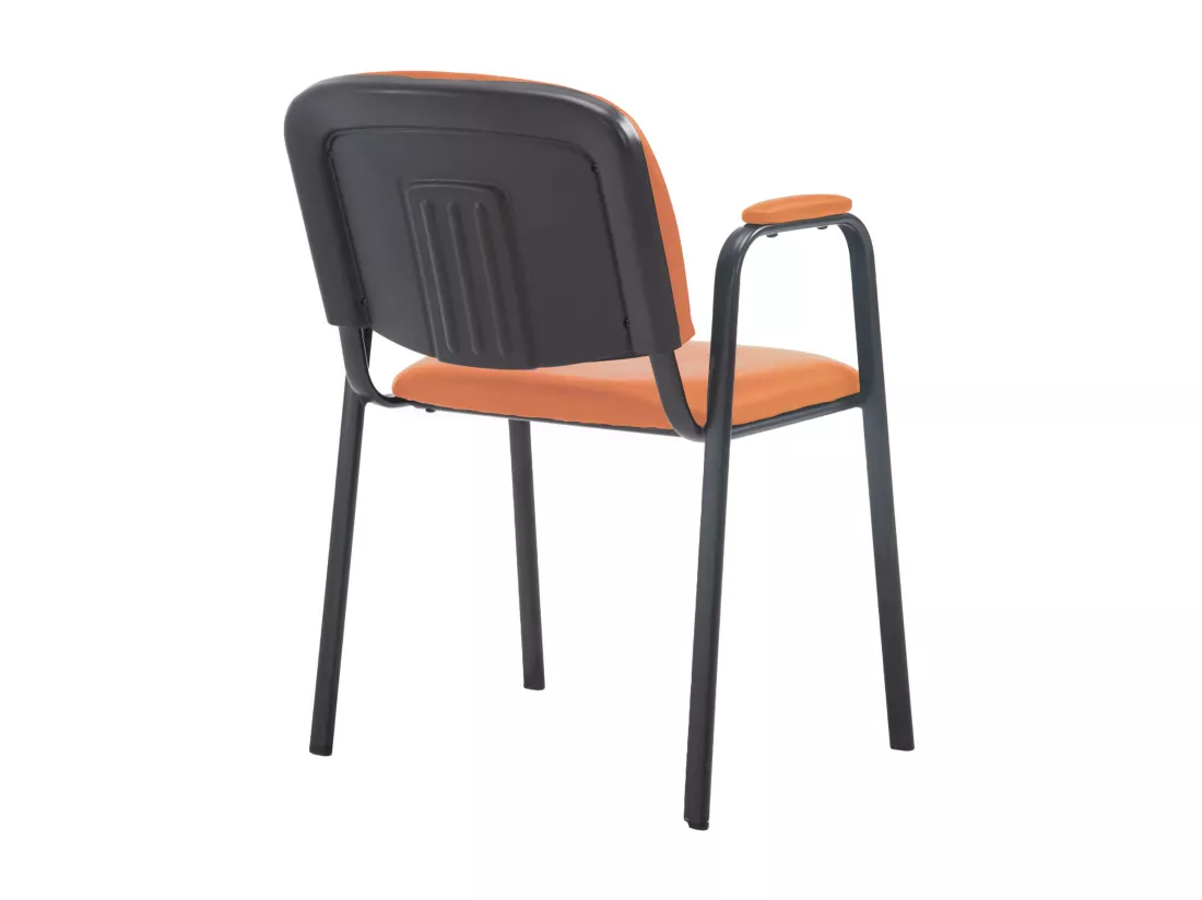 Chaise de conférence - Similicuir & Métal noir mat - Orange - Ken Pro