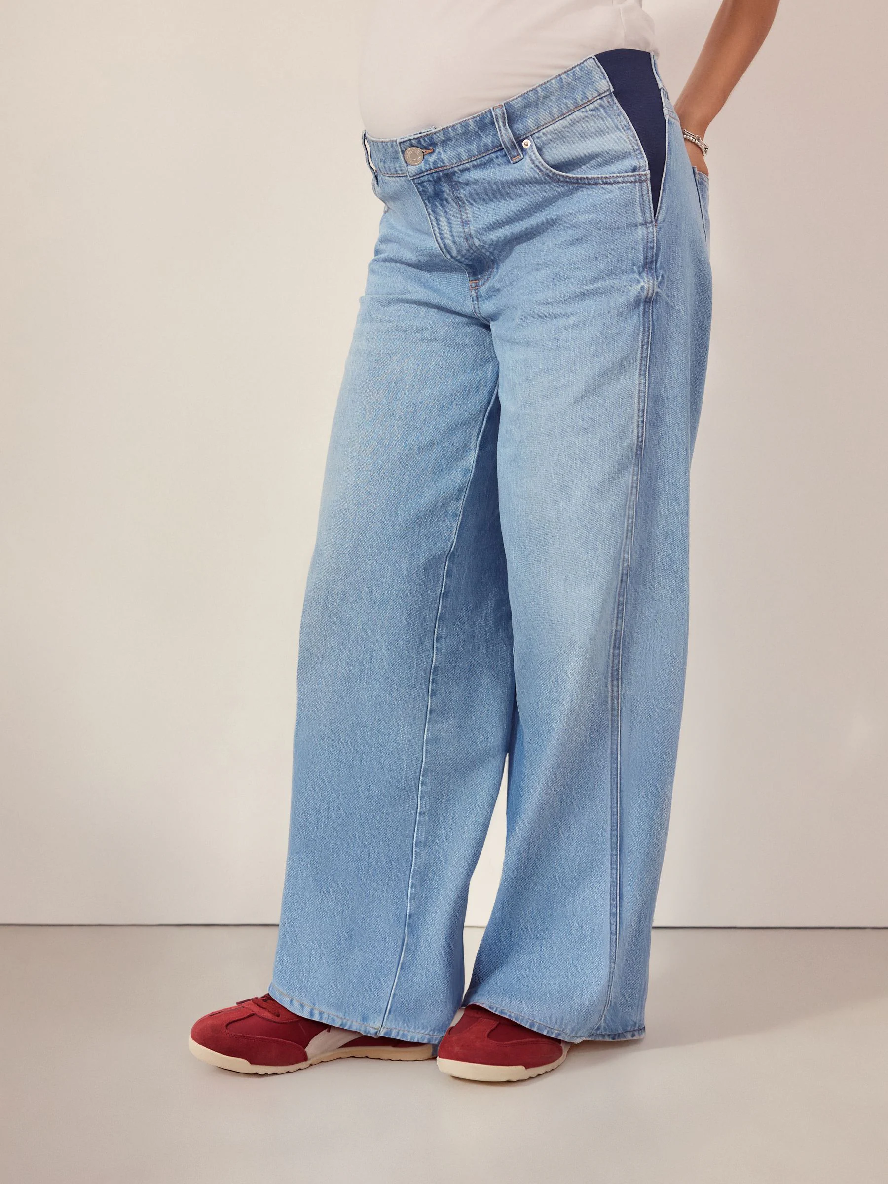 Lichtblauw - Zwangerschapsjeans met wijde pijpen van 100% katoen