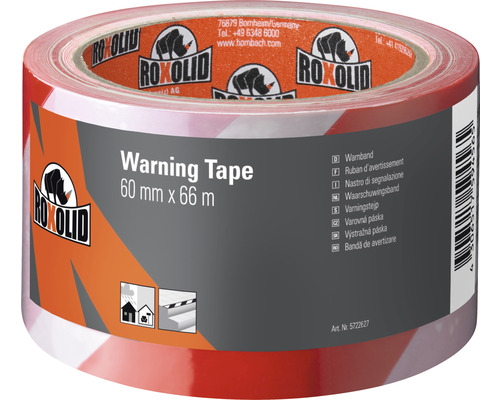 ROXOLID Waarschuwingstape rood/wit 60 mm x 66 m