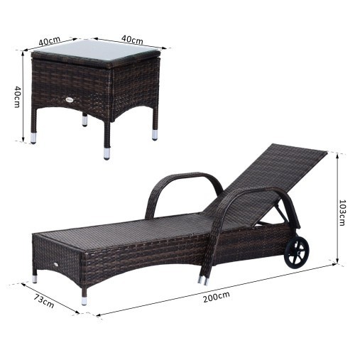 Espreguiçadeiras e mesa de jardim Outsunny na cor rattan.