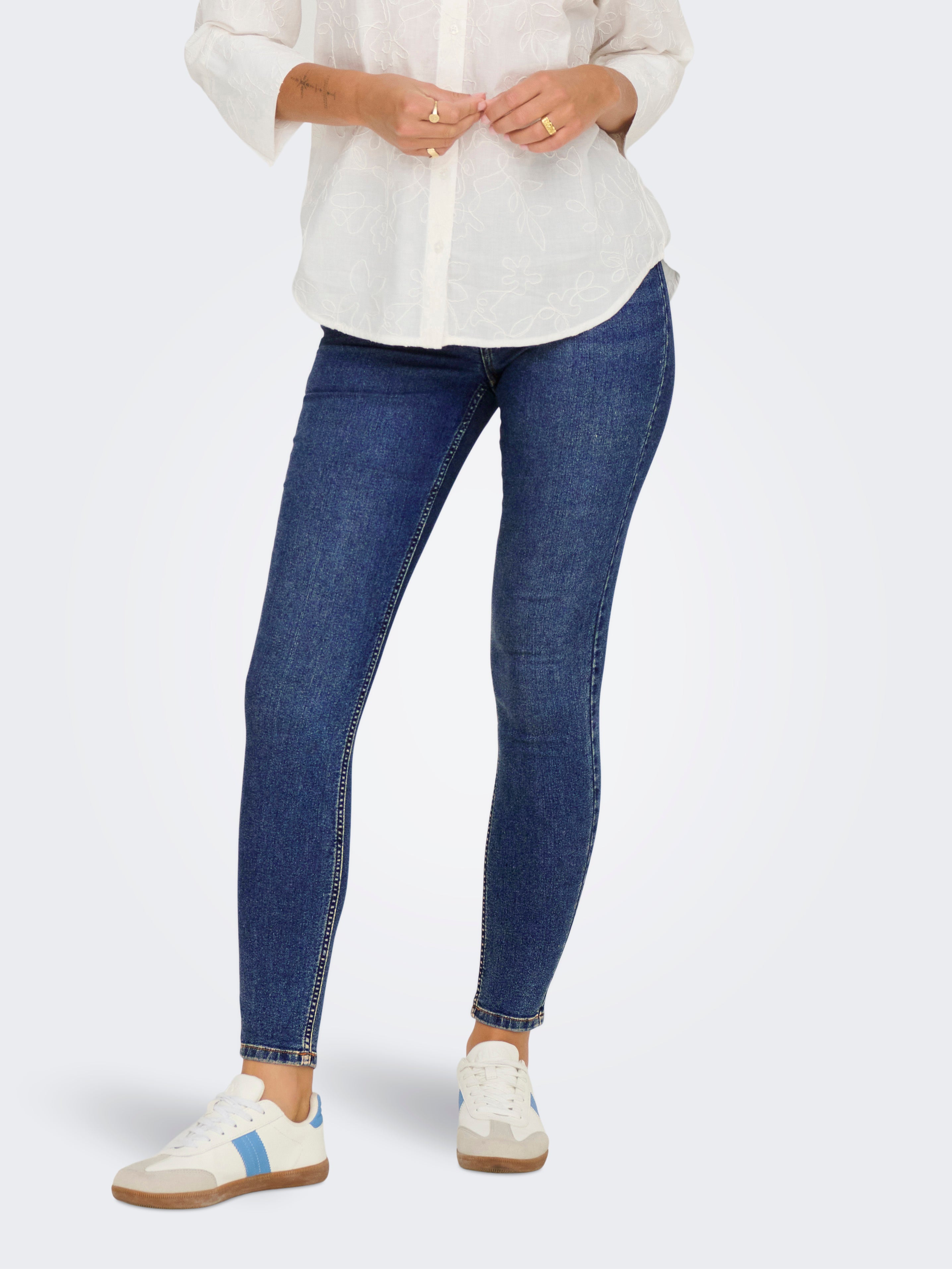 JDYMOON Hohe Taille Skinny Fit Jeans Dark Blue Denim